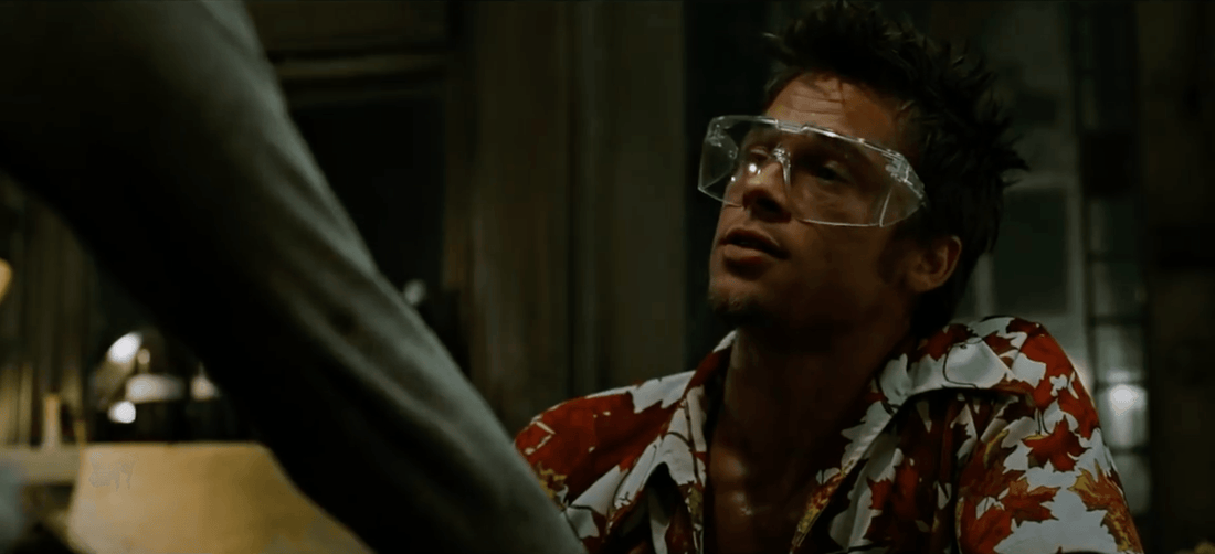 Brad Pitt in Movie Fight Club Chemical Burn Scene
