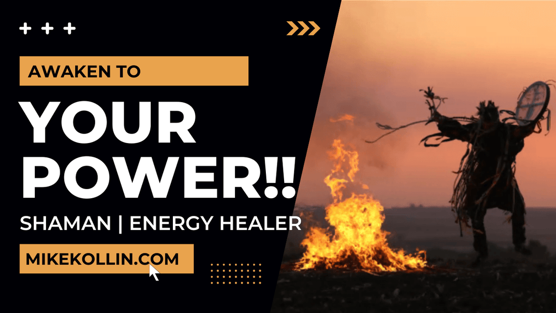 Awaken to Your Power | Shaman | Energy Healer | American Indian doing Spiritual Dance next to Roaring Fire at the end of Sunset