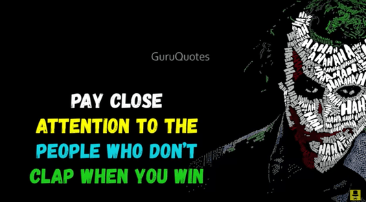 How to Recognize a Narcissist before they Attack | Pay Attention to the People Who Don't Clap when you Win | The Joker with white words all over his face with a black back ground