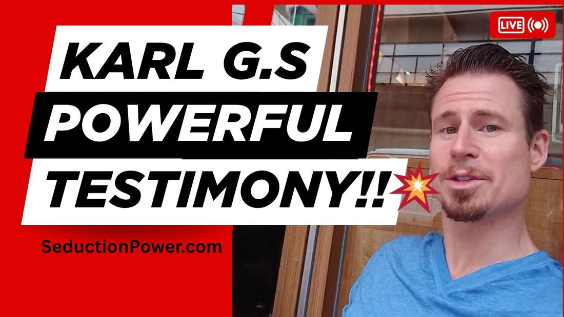 Karl G client testimonial video thumbnail for Crack the Female Code coaching course - Science of Seduction Power live stream on SeductionPower.com
