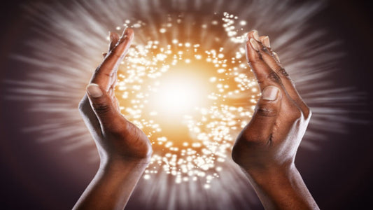 Energy Healing Hands with energy and light between them. Reiki, Huna and pranic healing