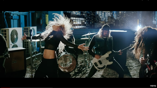 Beautiful Band Leader of Tonight Alive Singer: Jenna McDougall | Beautiful, Long Blond Hair flying through the Night sky wearing Beautiful Tight leggings and tight top long sleeves baring entire midriff 