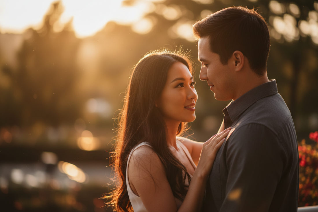 Asian woman and man in a warm romantic connection — Crack the Female Code by Mike Kollin