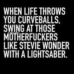 When Life Throws you Curve Balls Swing at those MotherFuckers like Stevie Wonder with a Light Saber