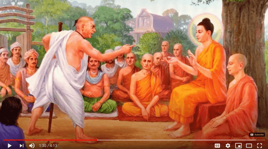 Buddha Could Not Forgive | Image of Buddha with Disciples wearing orange robes 1 man in White garment Mad at Buddha