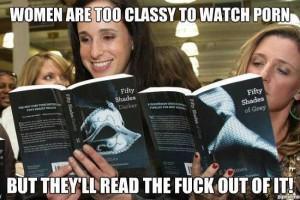 Women reading 50 shades of Grey Book.
