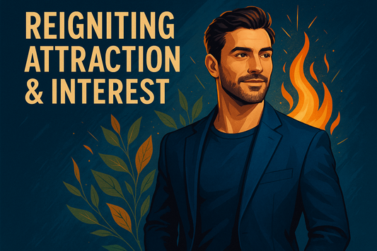 Professional blog header showing a confident, attractive man who has rediscovered his edge and appeal, representing the transformation from complacency to renewed attractiveness and the rekindling of relationship spark