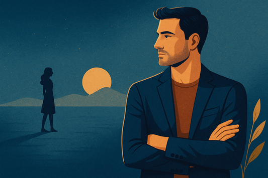 Professional blog header showing a confident man respecting relationship boundaries and focusing on personal growth, representing the mature handling of space in relationships with inner strength and self-improvement
