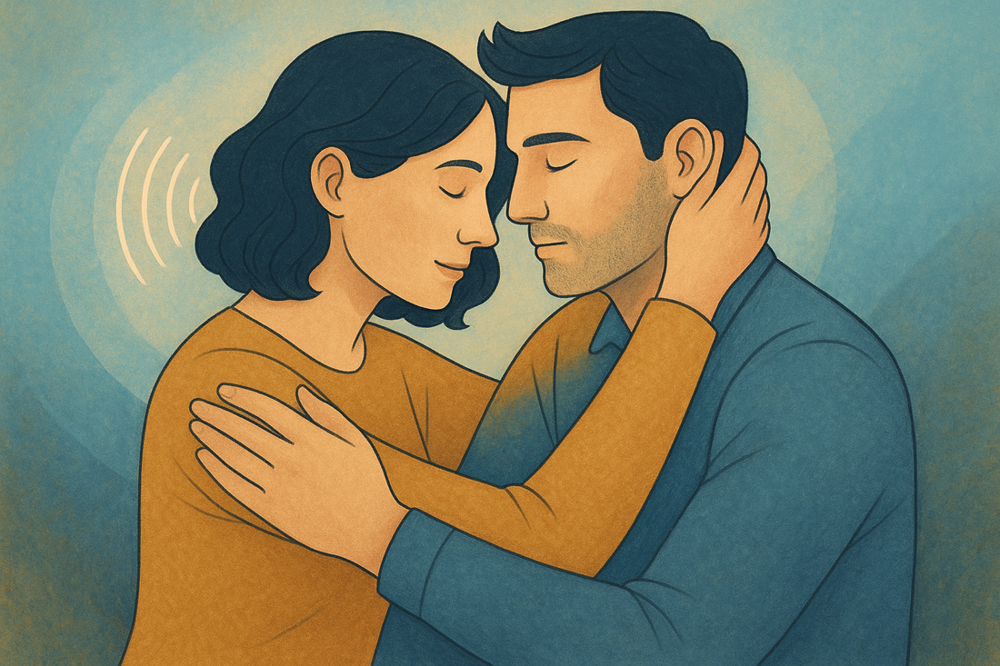 Professional blog header showing emotional safety and connection with warm, comforting colors representing trust, listening, and the concept of 'I hear you' in relationships