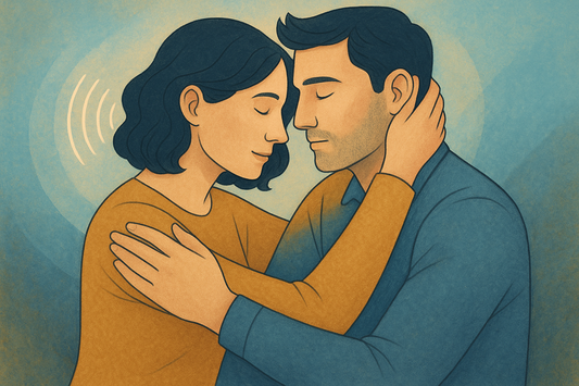 Professional blog header showing emotional safety and connection with warm, comforting colors representing trust, listening, and the concept of 'I hear you' in relationships