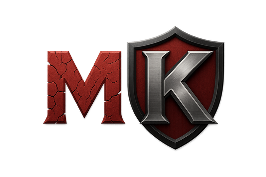 The White Knight MK logo - Mike Kollin's kickboxing fight name shield emblem for Broken to Bulletproof Relationship coaching