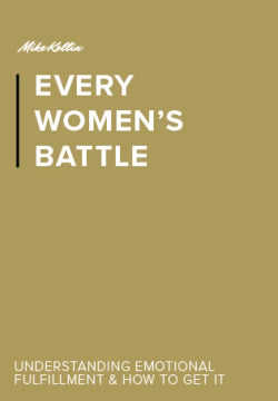 Every Woman's Battle book cover - gold background with white text by Mike Kollin about understanding emotional fulfillment