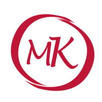 Powerful Dating and Relationship Coaching Discovery | Save my Marriage | Red Circle and MK lettering in Center on White back Ground Logo