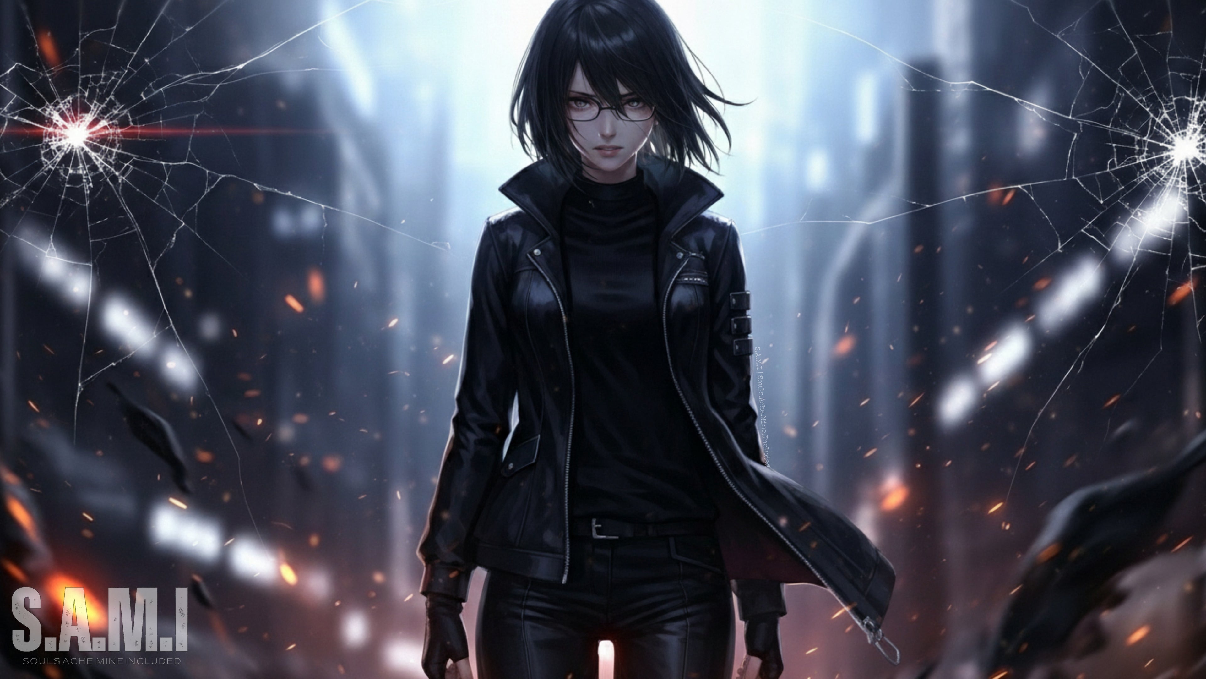 Ai image of Dating and Relationship coach  Mike Kollin's' girlfriend in black leather jacket, jeans, belt and black long sleeve sweater.