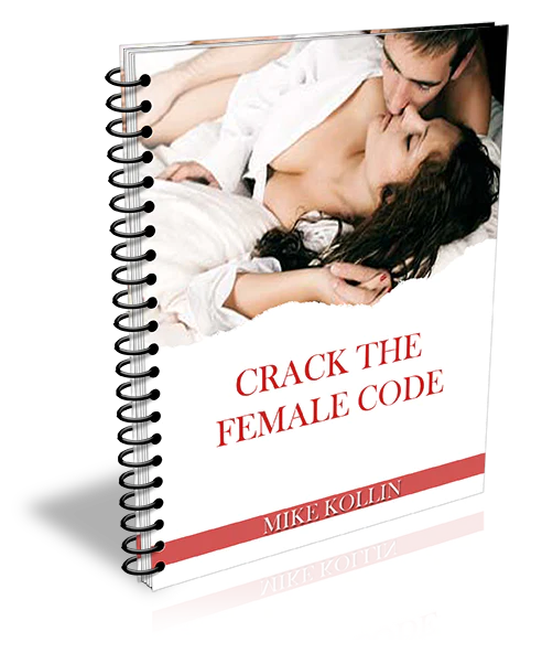 Dating tips and Seduction Coaching Book | Romantic Couple laying cuddling down dressed in white, kissing | White cover with red lettering Crack the Female Code