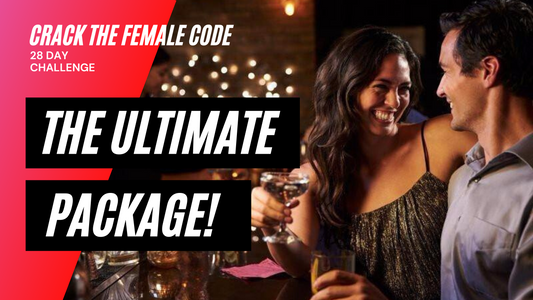 Elite Dating and Relationship Coaching The Ultimate Package | Crack the Female Code | Attractive couple in their early 30's string at classy dining restaurant at table together smiling happily!