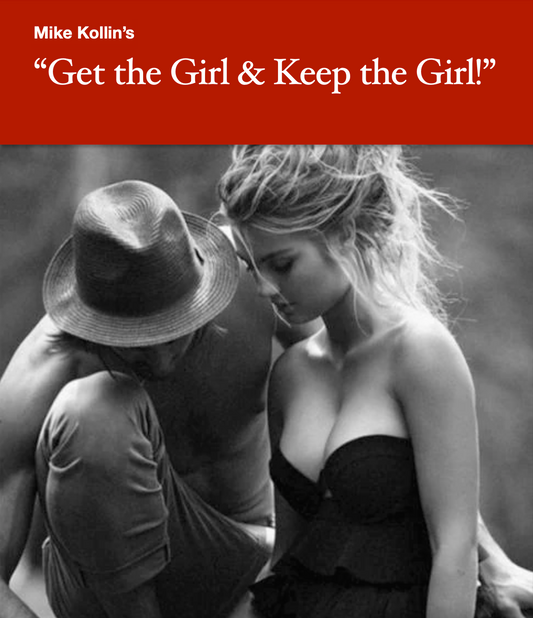 Get the Girl and Keep the Girl. How to Capture a Woman's Heart and Win her Over | Image of Beautiful young Blond girl in Black, Summer, Low Cut Dress showing her bossom. Holding Hands with Handsome Shirtless young man wearing hat.